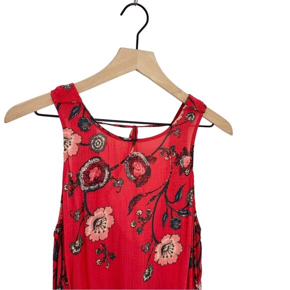 Free People Dobby Dot Flouncy Slip Vintage Combo Red Sleeveless Pockets Small - Picture 4 of 8